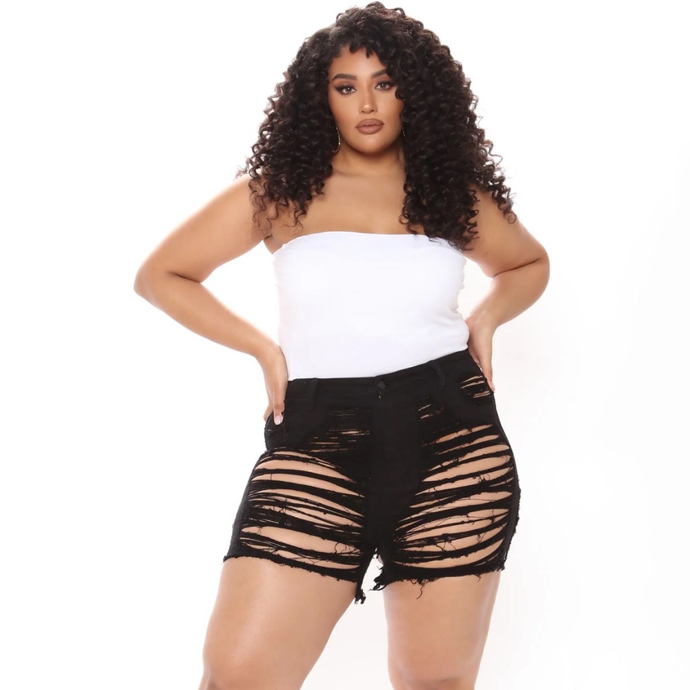 Barely There High Rise Denim Shorts - Black